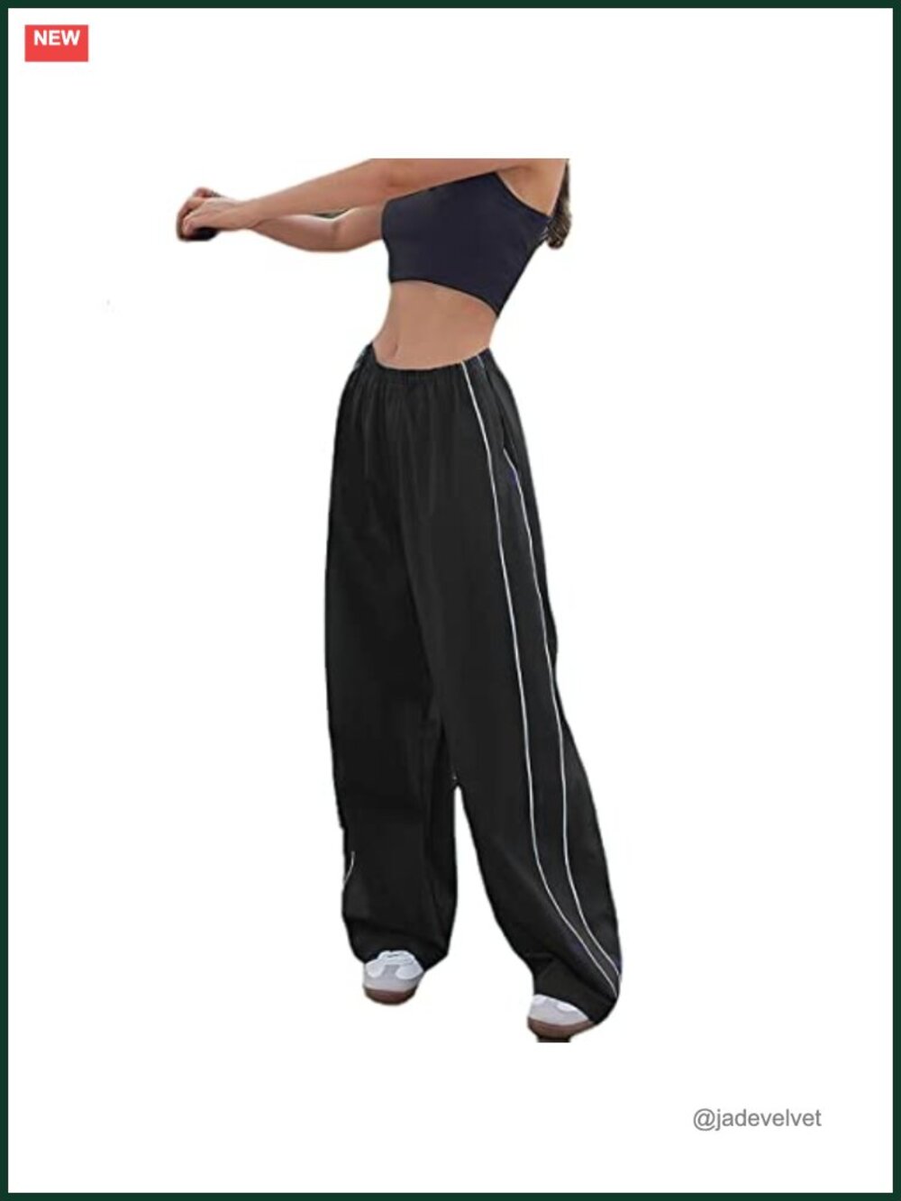 Women's Baggy Parachute Track Pants Polyester High Rise Wide Leg Drawstring